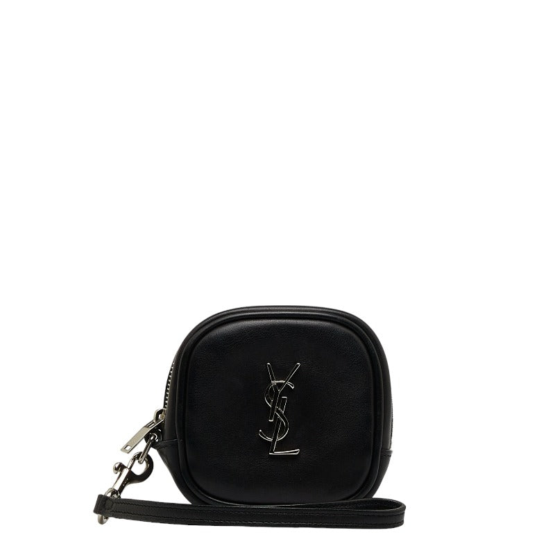 Saint Laurent Round Clutch Bag in Leather Black