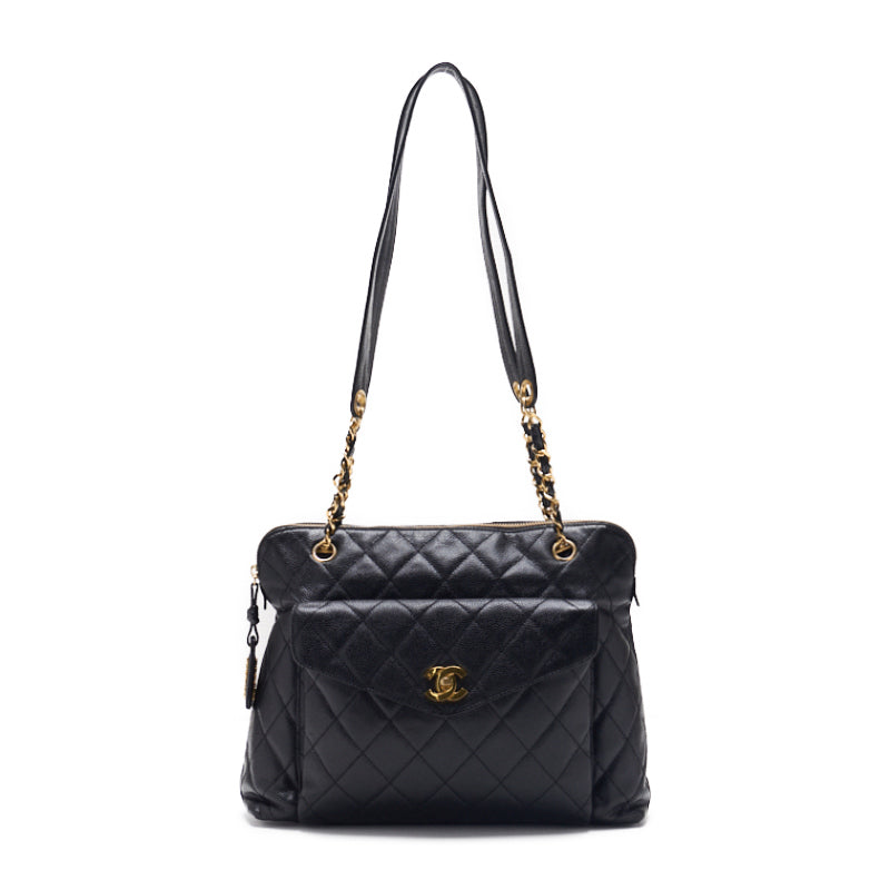 CHANEL / CHANEL Matrasse  Flap Double Chain Sder Caviar S Black   Shoulder Bag Lady Bag Hybrid 【 Ship】  Yaboo Online