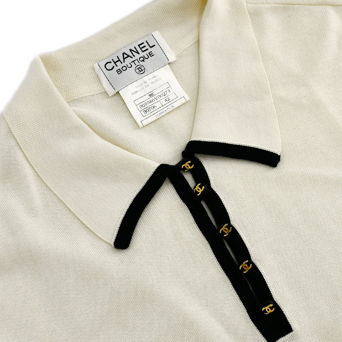 Chanel Polo T-shirt White 96C #42