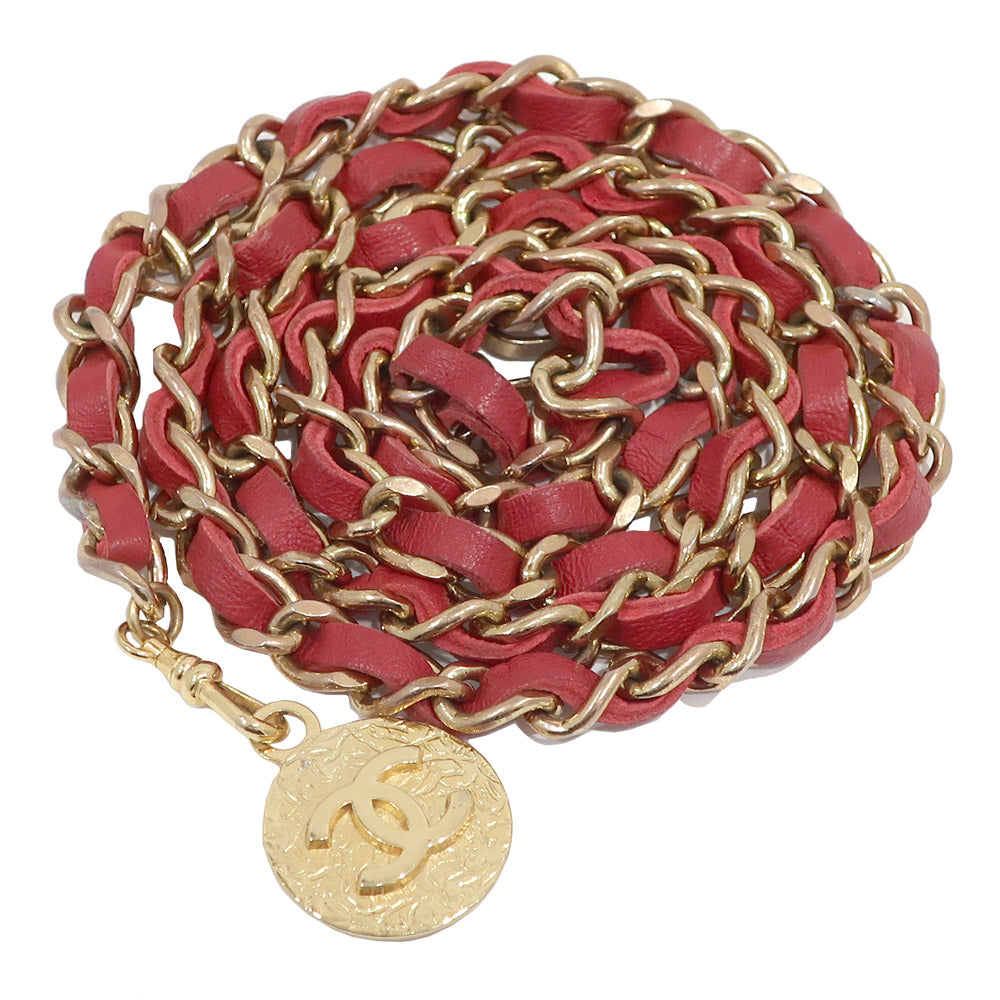 CHANEL Chain Belt CC Mark Coin  Accessories Vintage 1982 approximately 970 cm approximately 1156 g Red/Gen GP Gold  Women  Dress Little Other Console only