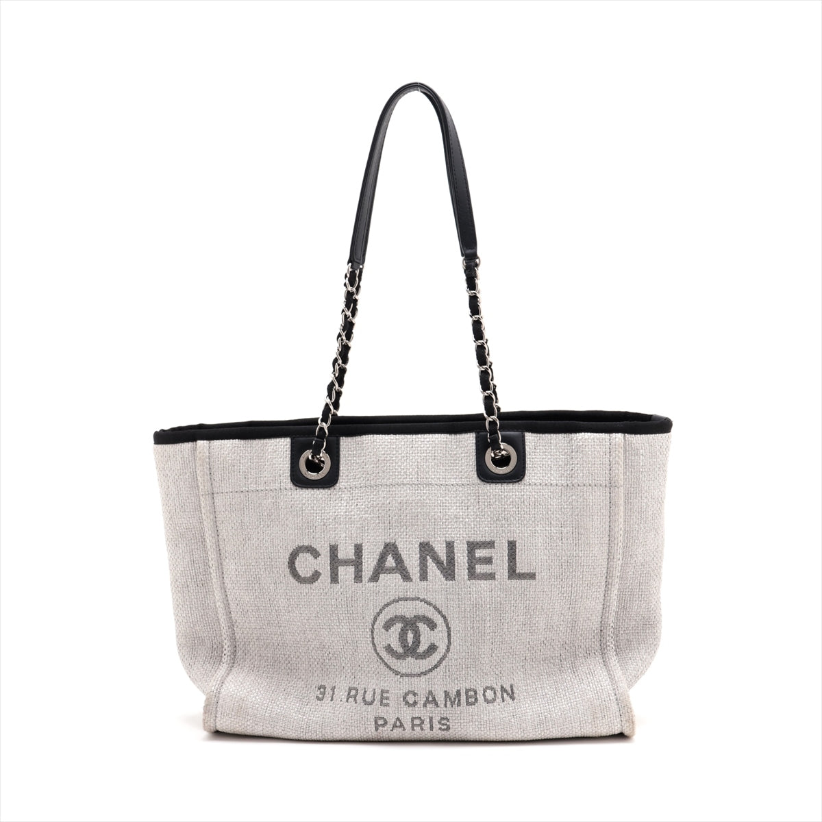 CHANEL DOVILLE MM STROW X LEADER CHANTOTH BAG BLACK X GREY SILVER GOLDWOakS