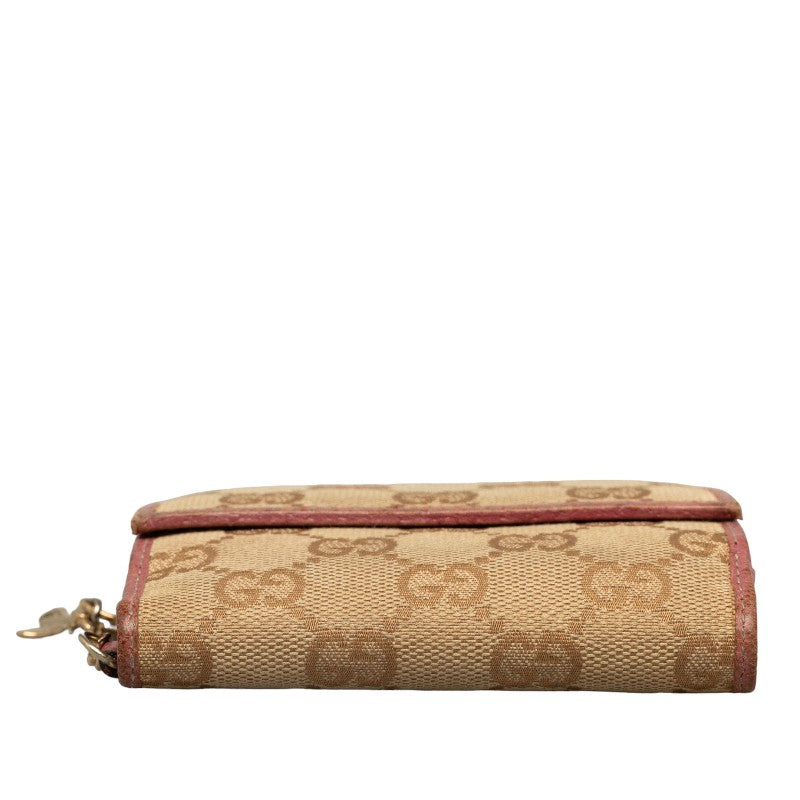 Gucci GG canvas 154183 Double folded wallet canvas/leather beige pink ladies.