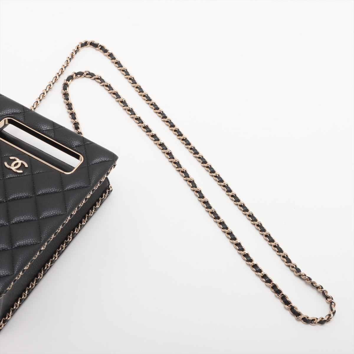 Chanel Caviar S Chain Shoulder Bag Black G  AS3314