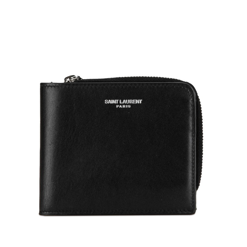 Saint Laurent East Waist  Wallet L- Two Fold Wallet Compact Wallet 556268 Black Leather Mens Saint Laurent