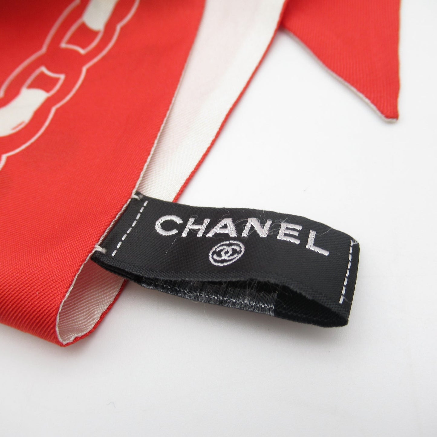 CHANEL Hairband Shirt Clothes Silk  Red/White Shirt