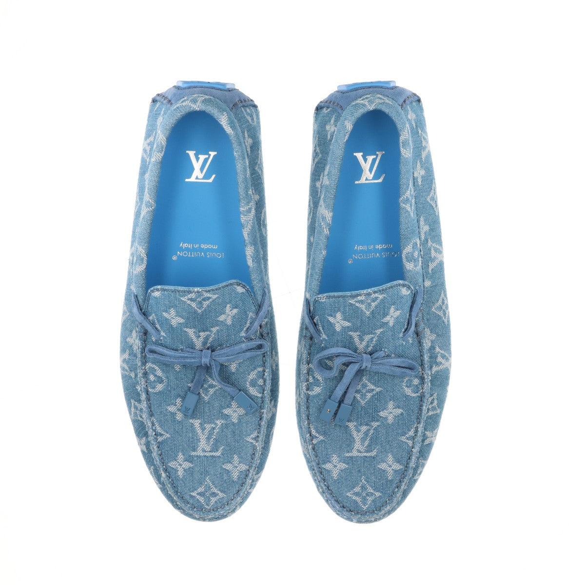 Louis Vuitton LV Driver Line 23 Years DenimSweed Driving Shoes 7 Men Blue×White FA0233 Monogram  Bag