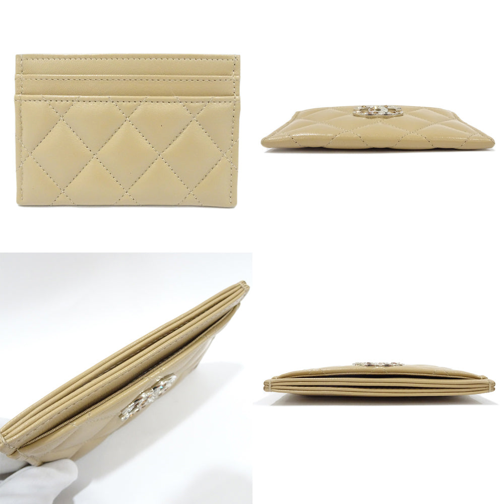 CHANEL Classic Matrasse Classical Card Case Leather Beige AP3990