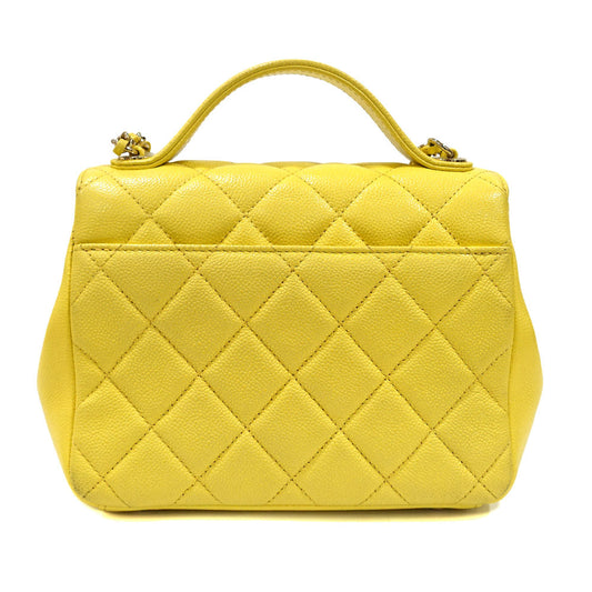 Chanel Chain Shoulder Bag Matrasse Yellow Caviar S Turn-Lock Coco  A93607