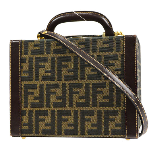 Fendi Zucca 2way Vanity Handbag Brown