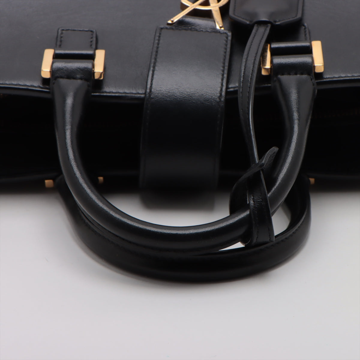 Saint Laurent  Ba Cabus Navy Cabus Leather Handbag Black 568853