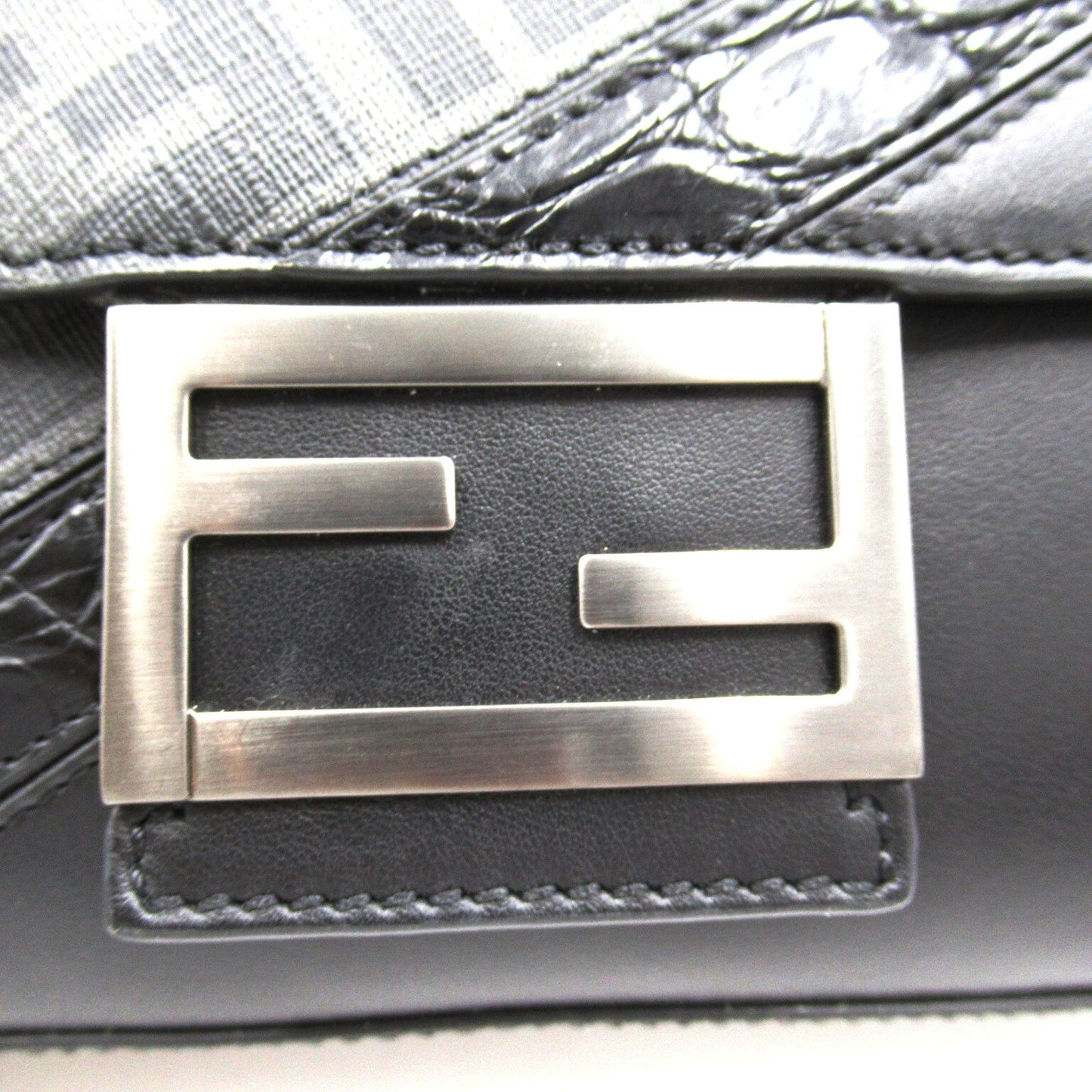 Fendi Fendi 2w Shoulder Shoulder Bag PVC Coated Canvas Leather  Black