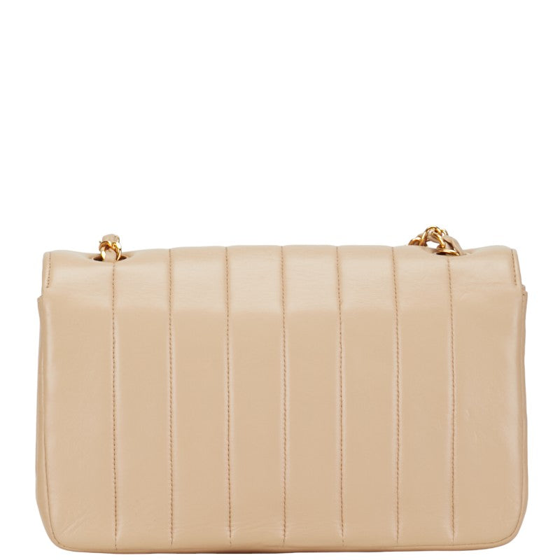 Chanel Mademoiselle Chain Shoulder Bag Beige Leather  Chanel