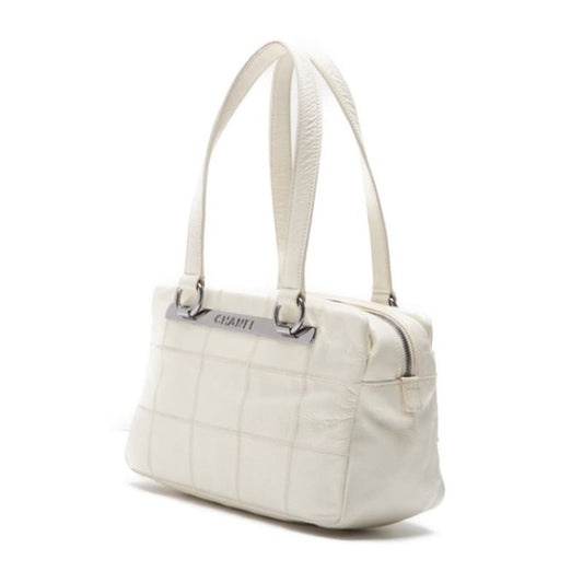 CHANEL Chocolate Bar Mini Boston Bag Handbag Caviar S White (Silver G)  Handbag Ladies Handbag Ladies Online