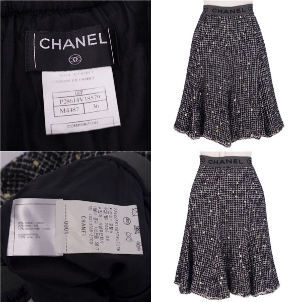 Chanel 06P Shirt Short  Tweed Coco Bottoms  36 Black