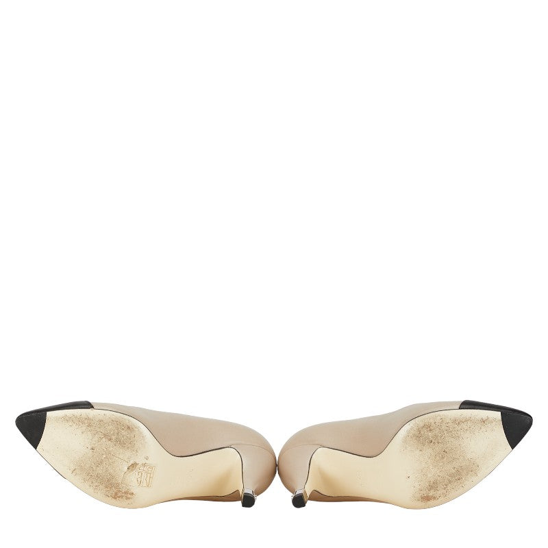 Chanel Coco Pumps Beige Black Leather  Chanel