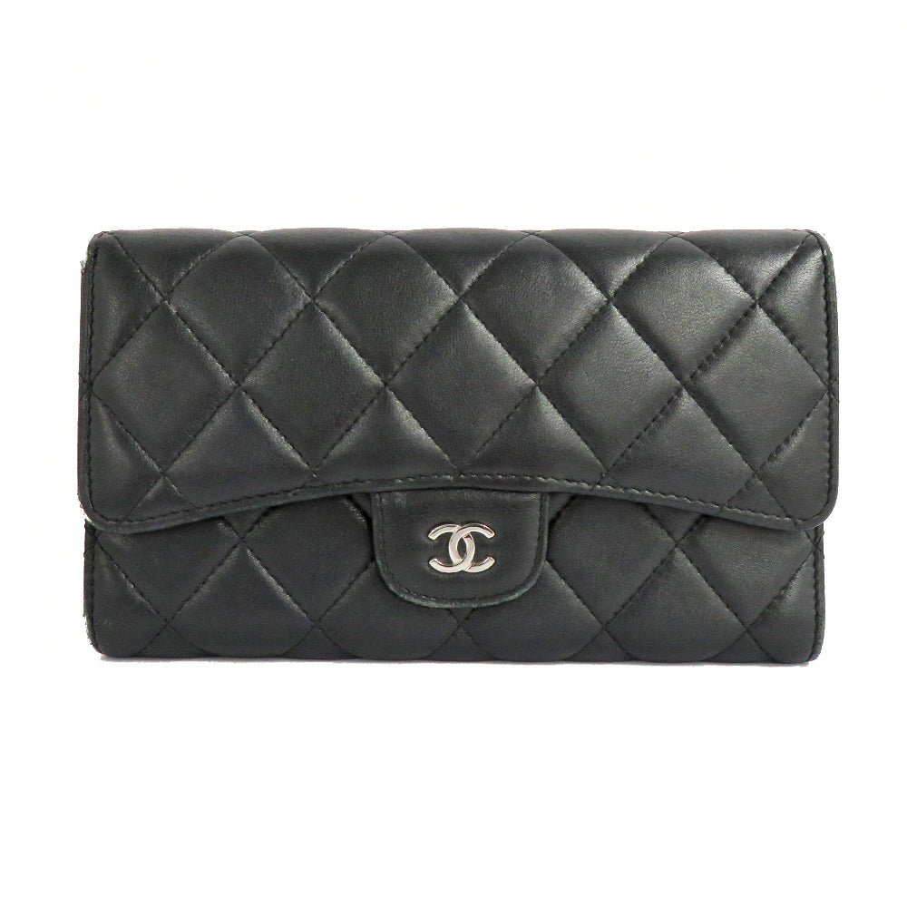 Chanel A31506 Black Black Silver Wallet Black Black Coco Mark