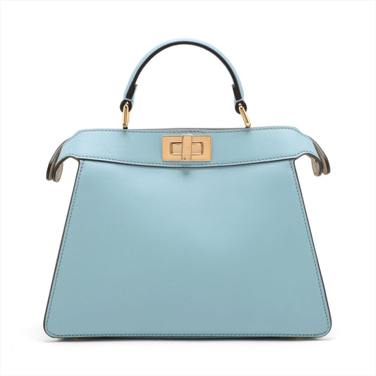 Fendi Peekaboo ICEU Small Leather 2WAY Handbag Blue 8BN327