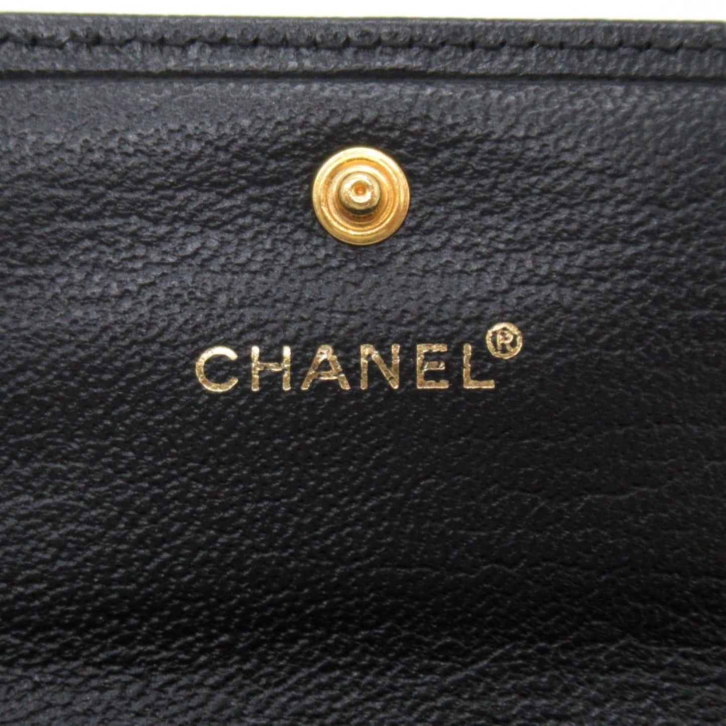 Chanel Three Fold Wallet Three Folded Wallet Leather  Black