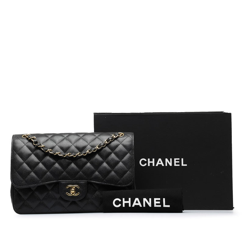 Chanel Decamatrasse 30 Coco Double Flap Chain Shoulder Bag Black Caviar S  CHANEL