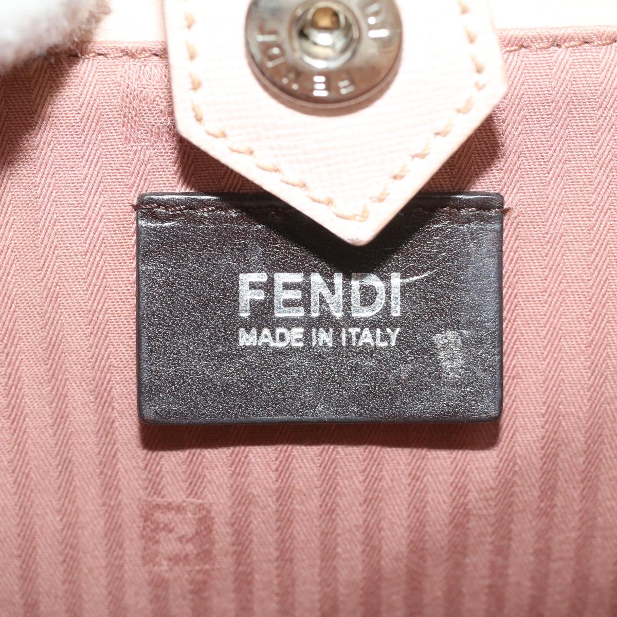 FENDI Hand Bag Leather Pink Silver beige