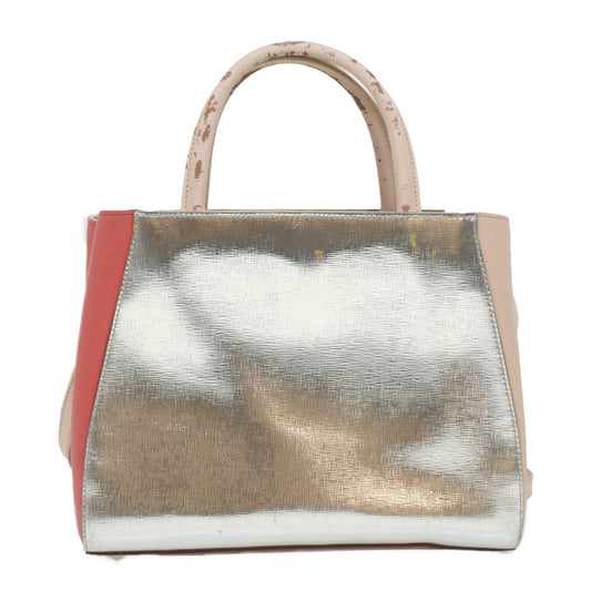 FENDI Hand Bag Leather Pink Silver beige