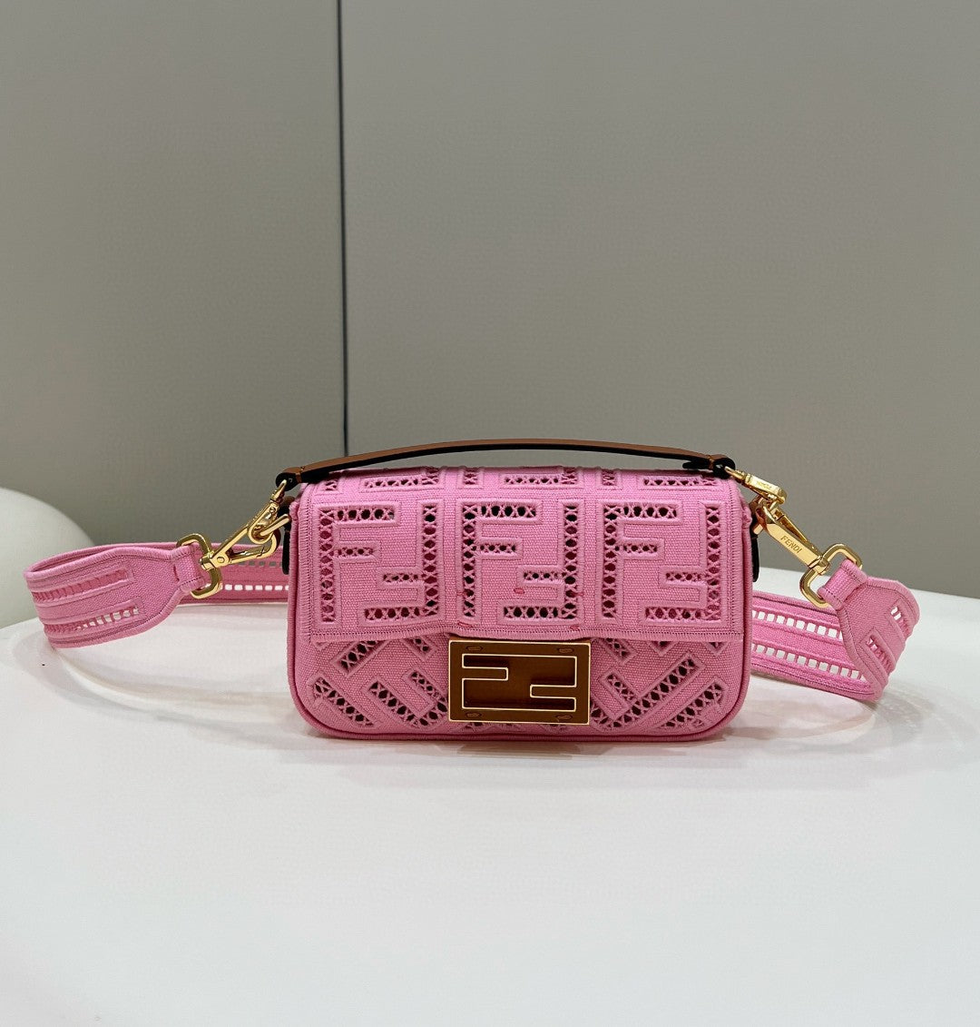 FI Baguette Pink with Embroidery Small Bag For Woman 21cm/8in