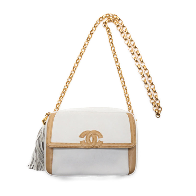 Chanel Coco Vision Chain Shoulder  Fringes Bicycle Color  White X Beige  Shoulder Bag Mini Shoulder Bag  Bag Hybrid   Delivery] Himalan Bookstore Online