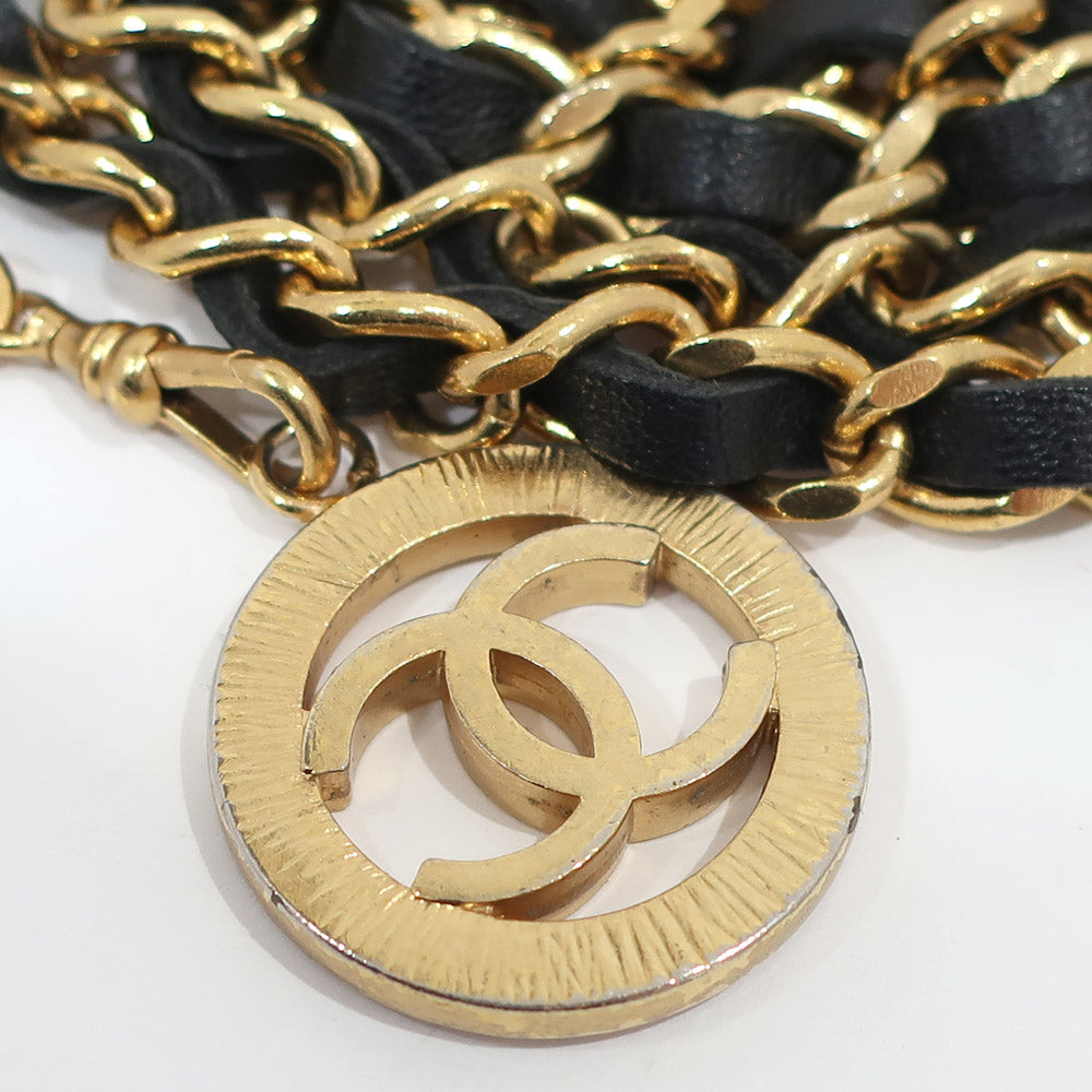 CHANEL 3  Chain Belt CC Mark Coin  Accessories Vintage 1984 approximately 930 cm approximately 207.0 g Black/Gen GP Gold  Women  Dress  Only