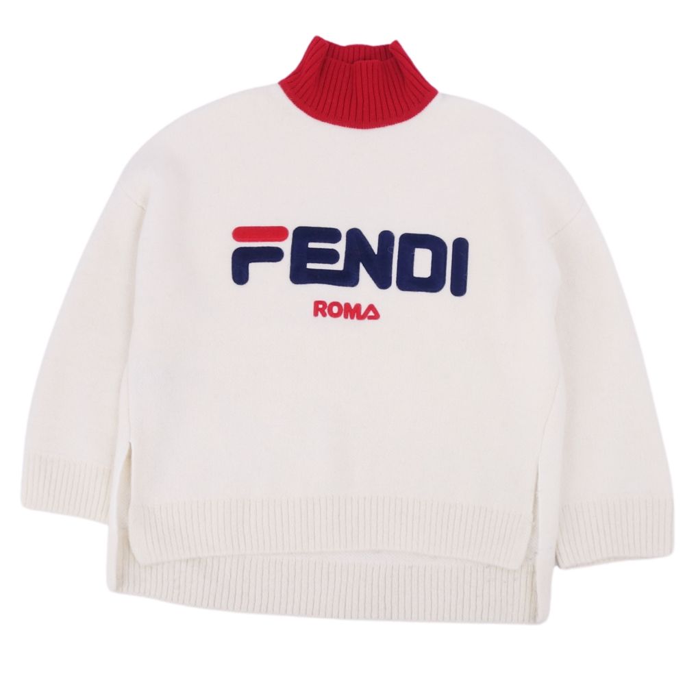 Fendi Fendi s  Logo Mohear Alpacca Tops  Made in Italy 38 (M equivalent) Ivory/Red Sex