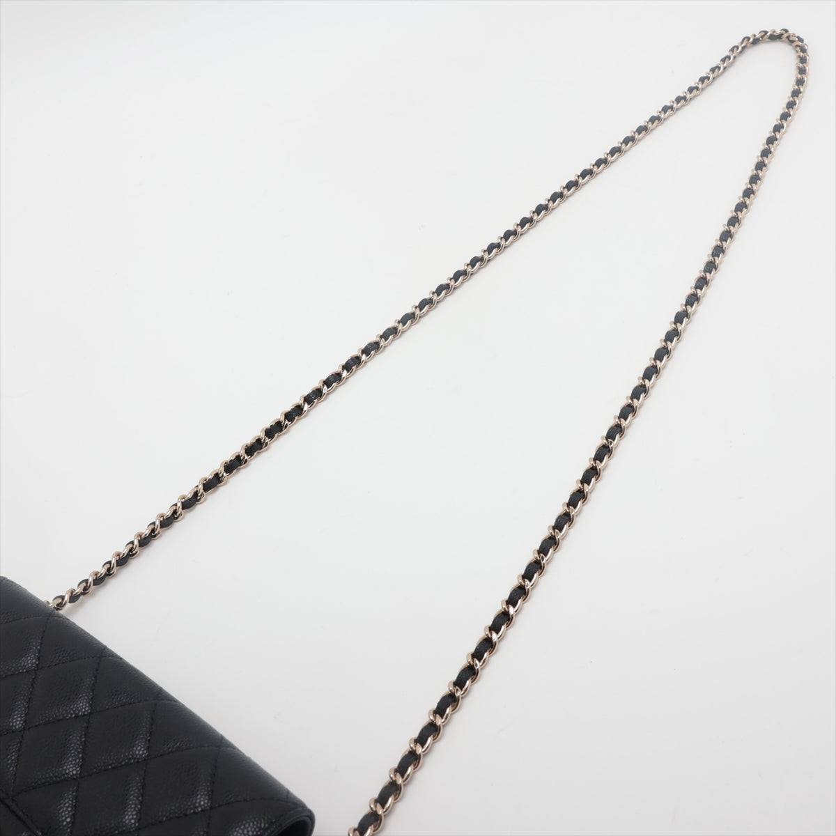 Chanel Matrasse Caviar S Chain Wallet Black G