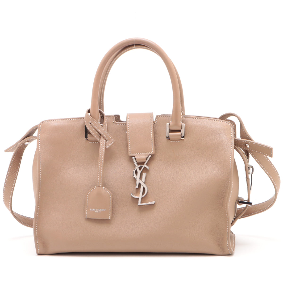 Saint Laurent Cabas Leather 2WAY Handbag Beige 424868