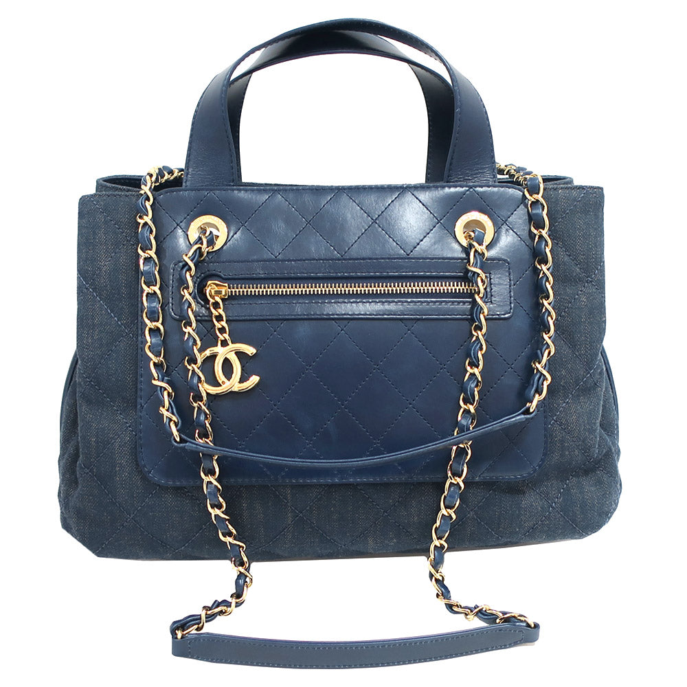 CHANEL Bag Matrasse A93559 Denim/Leather Blue  G  CC Mark 2WAY Hand/Chain Shoulder Woman 23rd /8-digit  Certificate Box