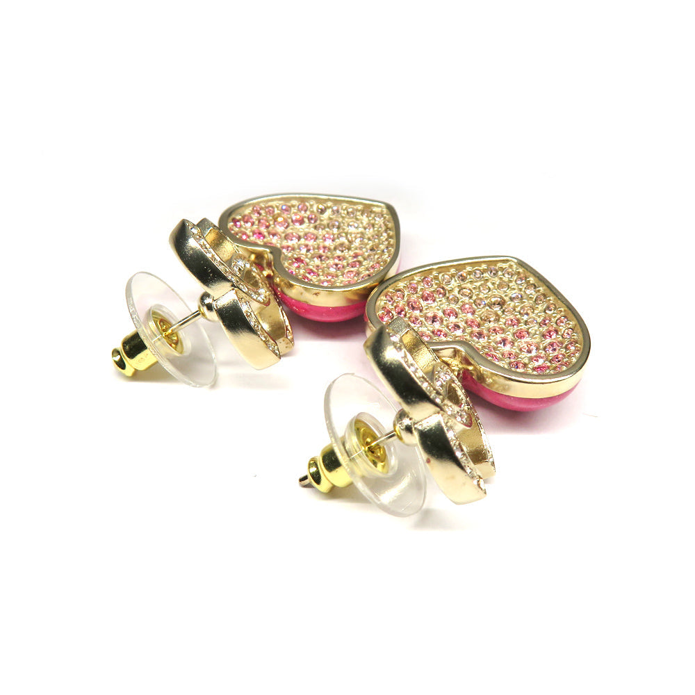 Chanel Stud_Earrings Heart Motif Stone Pink  G C23P 1 vs  Jewelry Accessories Fine Art Washed