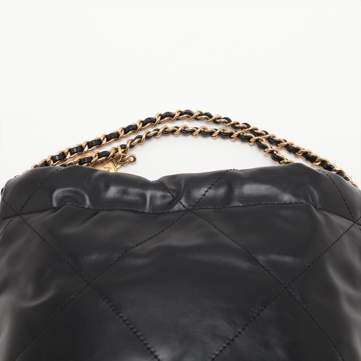 Chanel 22 Mini Leather Chain Shoulder Bag Black G  AS3980