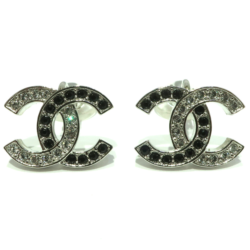 Chanel Earring Coco B22 Jewelry Accessories Silver Black   Box