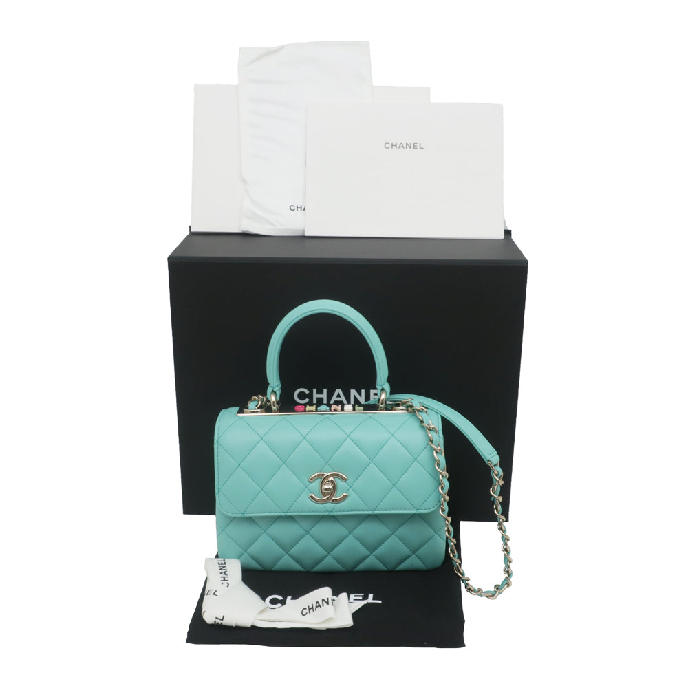 CHANEL Coco Handle XS  Handbag Top Handle Turquoise Blue Shoulder GD G A92990