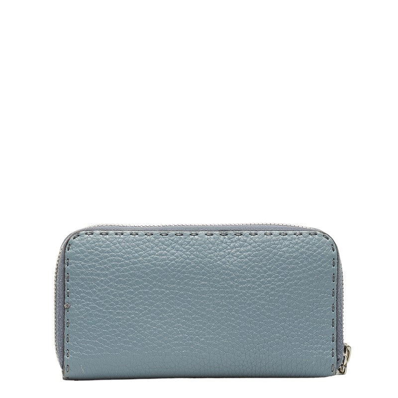 Fendi Celeria Round Long Wallet 8M0374 Blue Grey Leather  Fendi