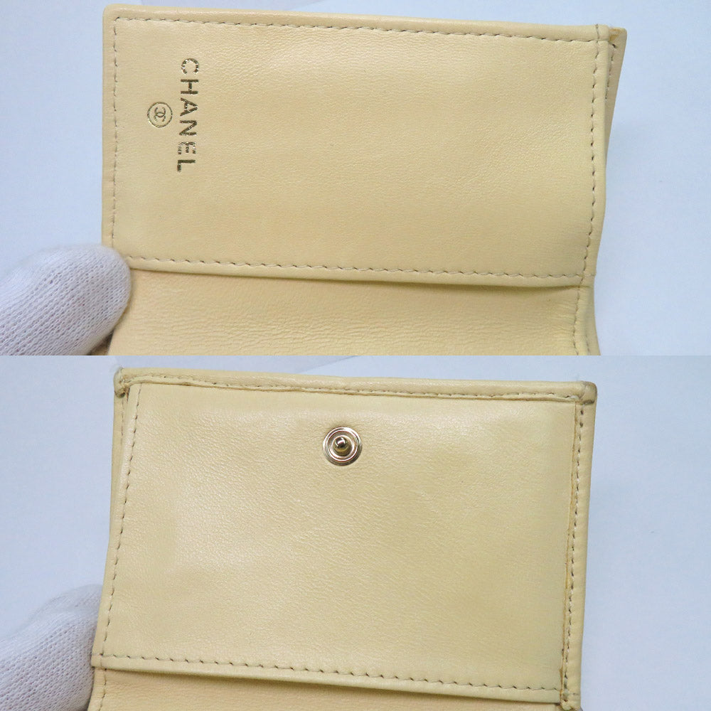 Chanel Classic Small Flap Wallet AP0230 Matrasse Yellow G   Coco Three Folded Wallet