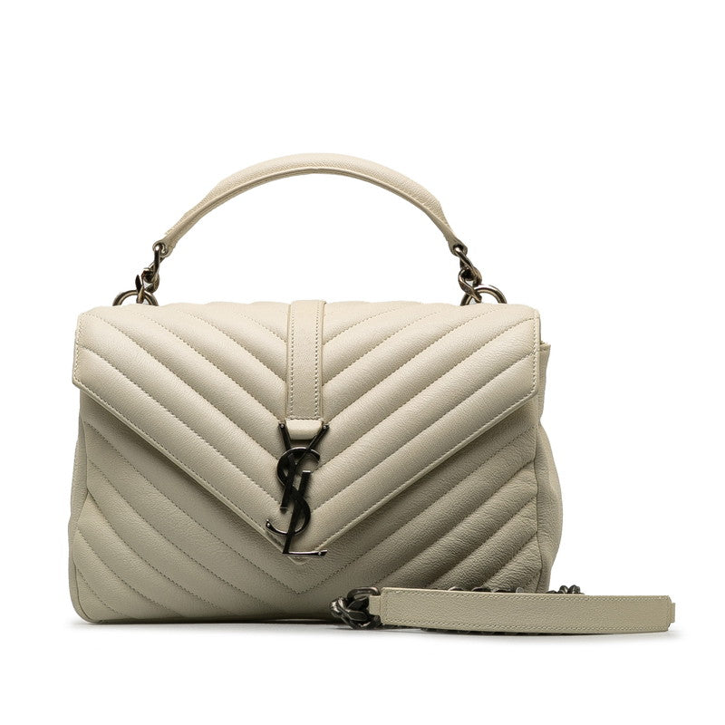 Saint Laurent Monogram Sacchel Handbag 2WAY 392737 White Leather  Saint Laurent