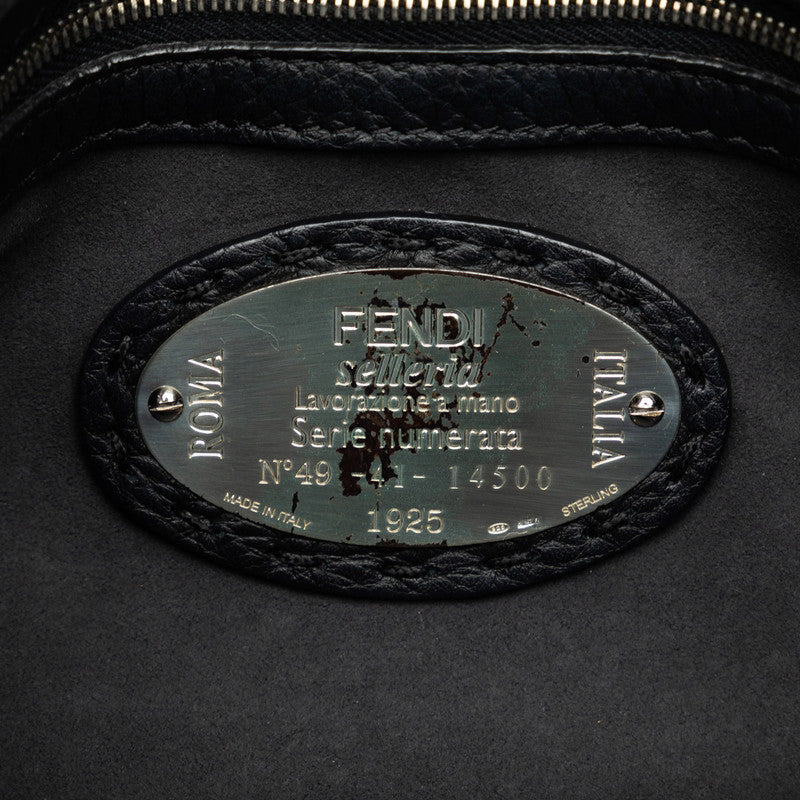 Fendi Small Franca Celeria Handbag Shoulder Bag 2WAY 8BR679 Black Silver Leather  Fendi