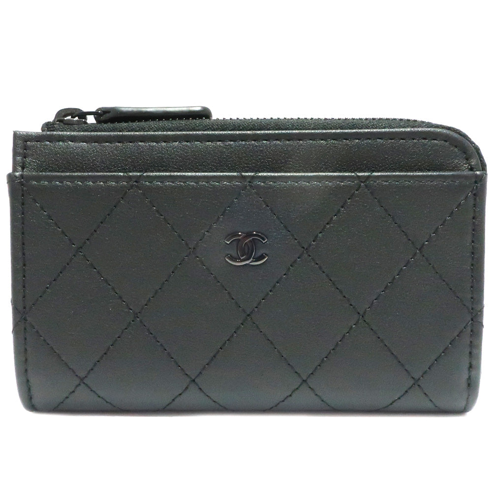 Chanel Wallet Matrasse Black Classic Card Coin Her Coin Case Card Case Leather Black  Weda