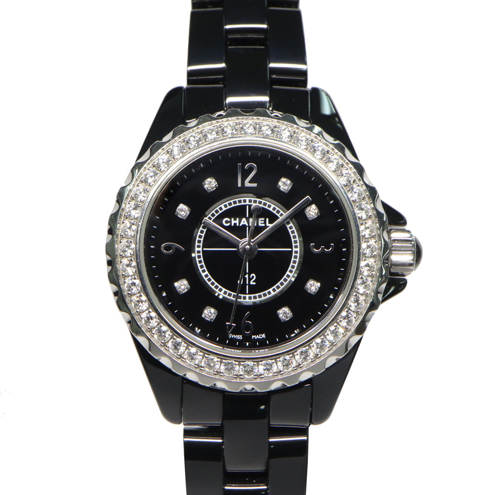 CHANEL J12 29MM H2571 Black Ceramic Diamond Beezel Black 8P Diamond Quartz  Watch