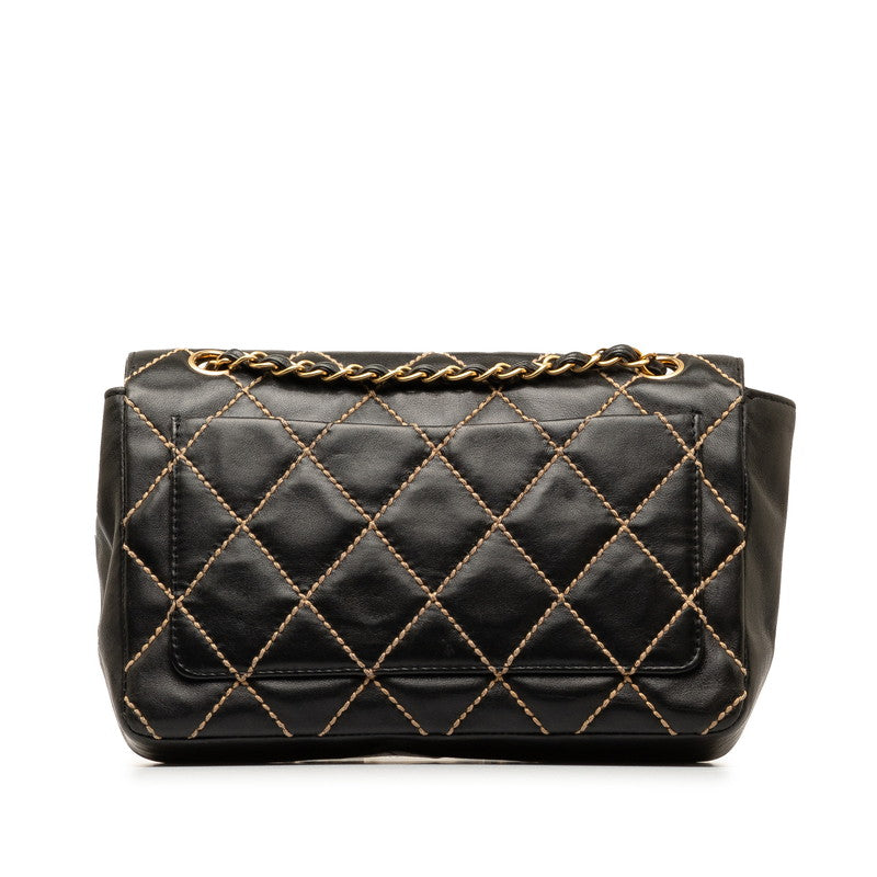 Chanel Wild Stick Coco Chain Shoulder Bag Black Leather  Chanel