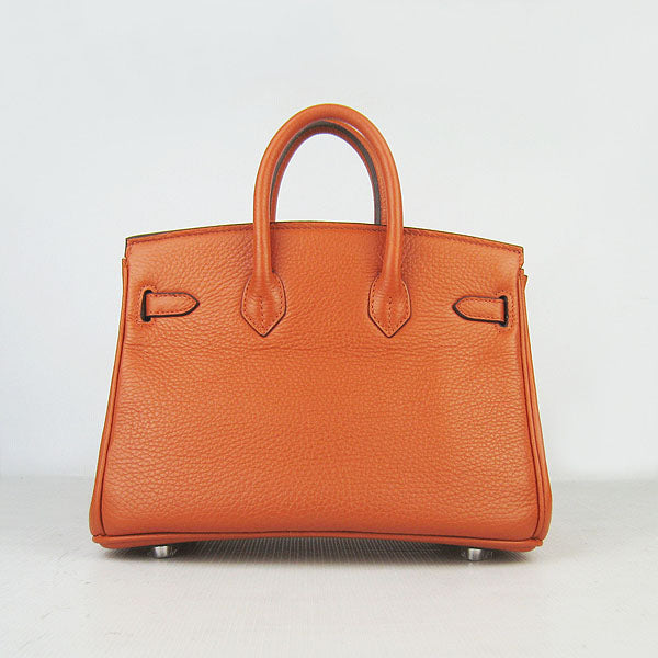 Hermes Birkin 25cm Handbag 6068 orange silver