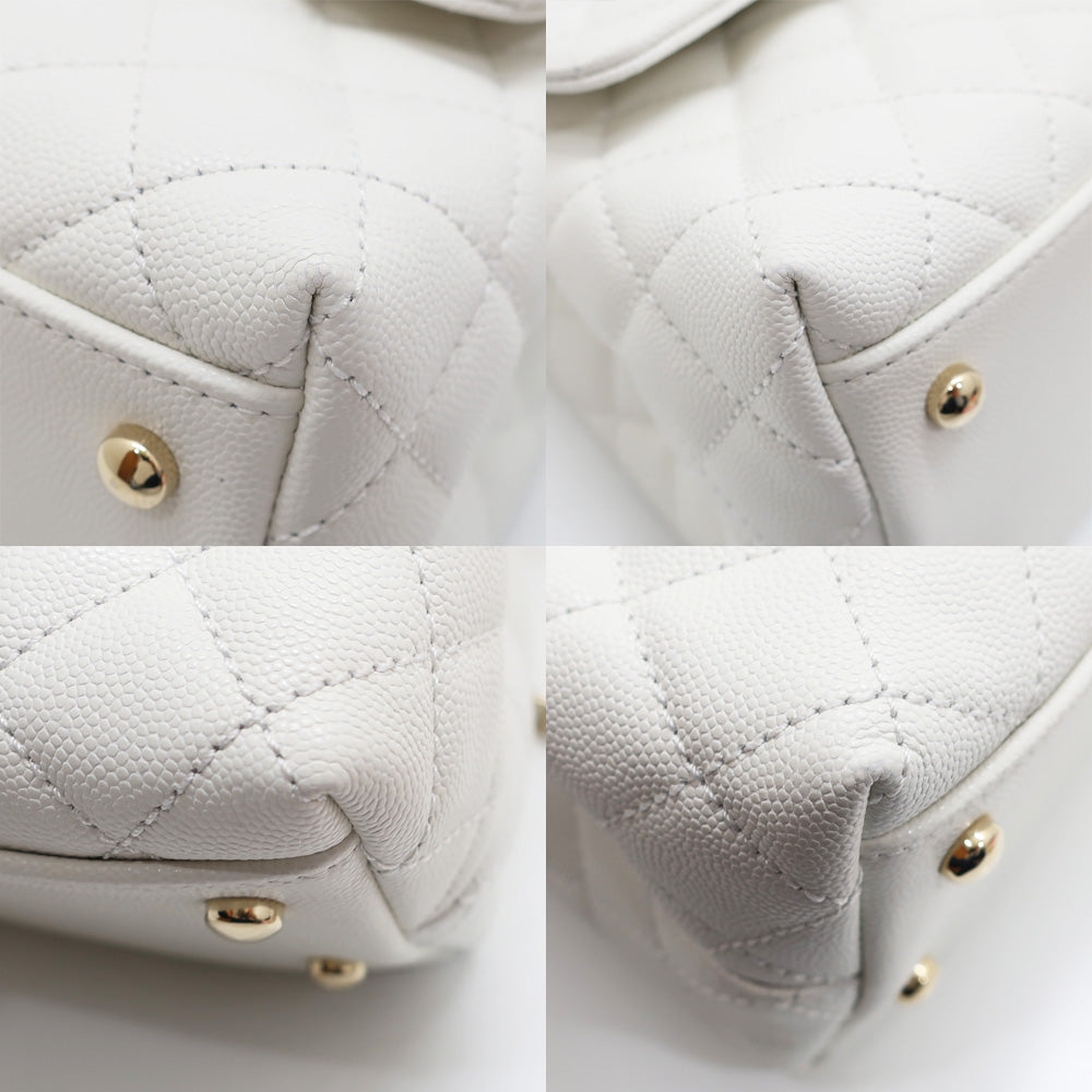 【Chanel】Chanel Coco Handle 28 Shoulder Bag Caviar S Handbag G  A92991 White White  【New】【Unused】