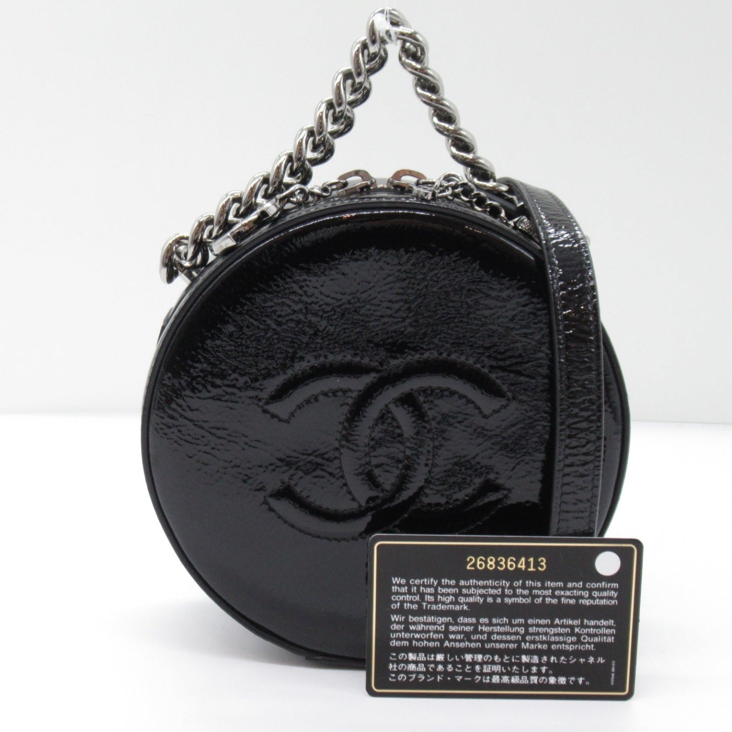 CHANEL CHANEL Round Azure Shoulder Bag Shoulder Bag Patent Leather  Black  A91946