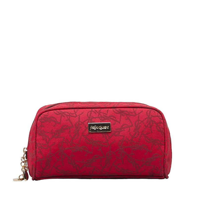 Saint Laurent Monogram Logo Pouch Red Canvas  Saint Laurent