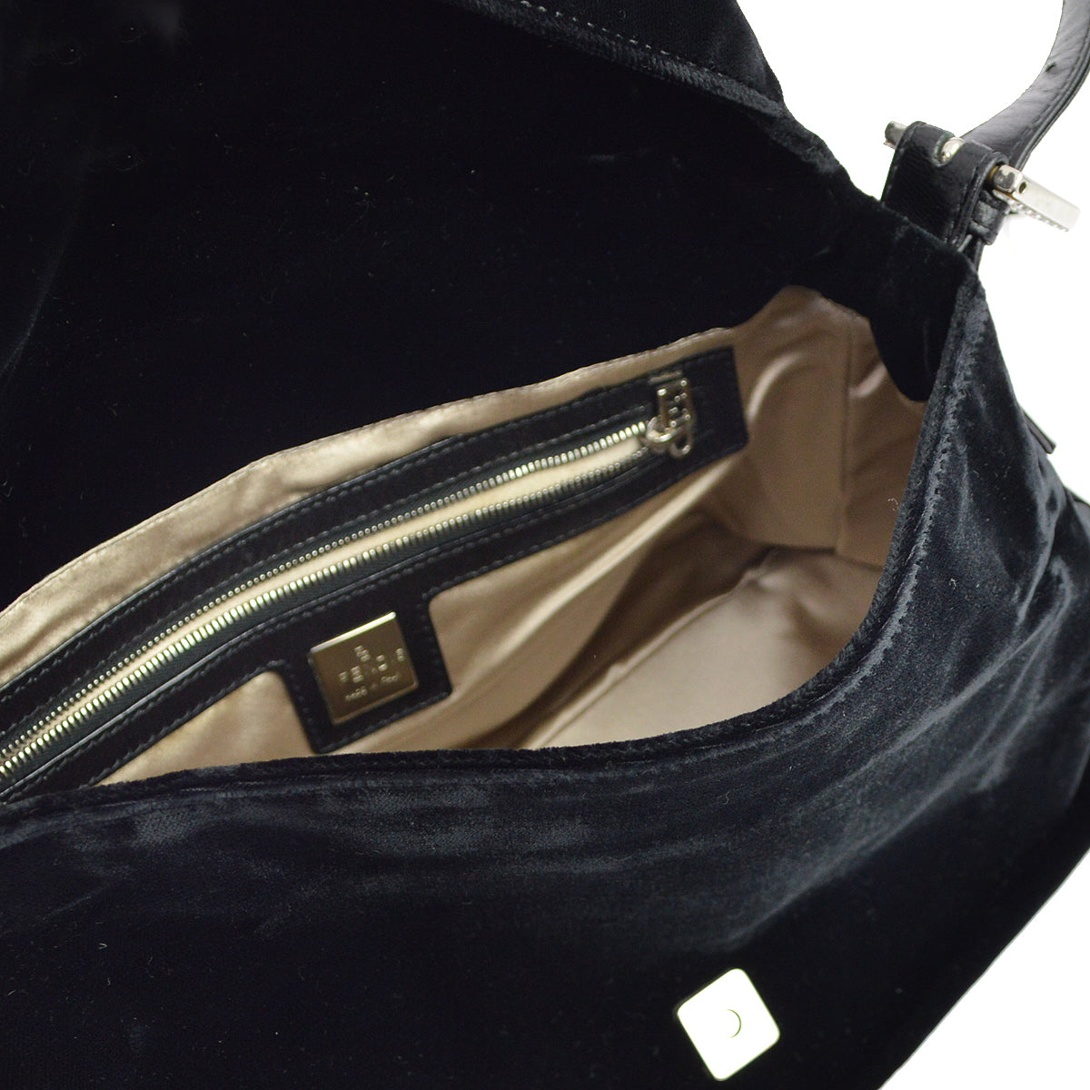 Fendi Black Velvet Mamma Baguette Handbag