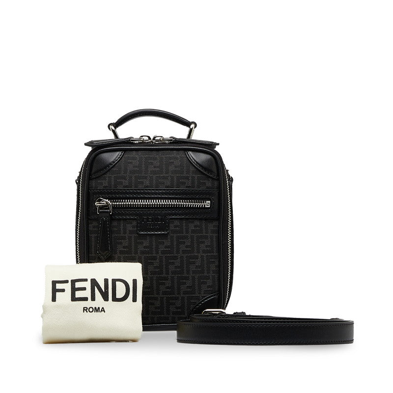 FENDI Mini Travel Bag in Canvas Leather Black 7VA542