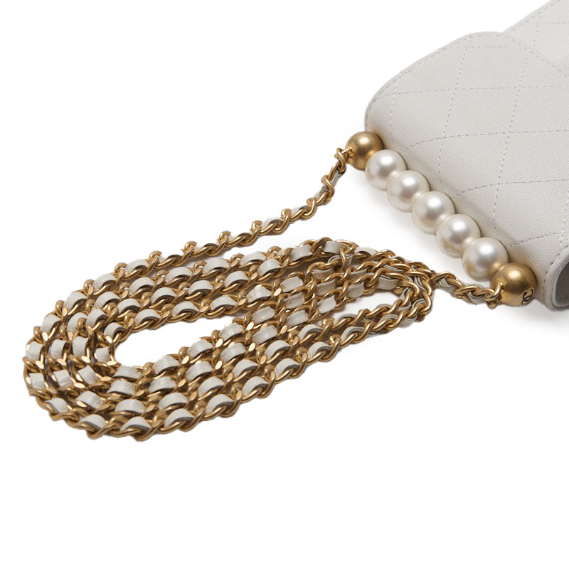 CHANEL 【CHANEL】Mini Trace Pearl Chain Sder  White  Shoulder Bag Mini Shellder Bag  Bag Hybrid 【 Ship】